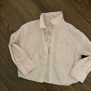 Zara Light Pink Shirt with Pearl Details